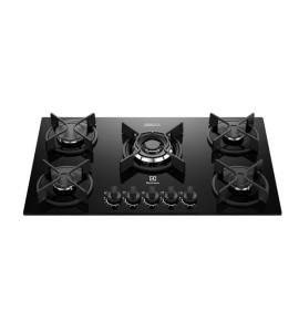 Cooktop 5 Bocas a Gás com Chama Precisa Automático Mesa de Vidro Preto Bivolt Experience KE5GC Electrolux