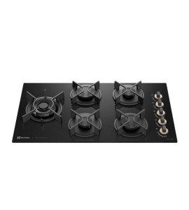 Cooktop 5 Bocas a Gás Automático Mesa de Vidro Preto Bivolt Pro Series KE5PS Electrolux