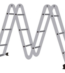 Escada Articulada Multifuncional Dobrável Alumínio 12 Degraus 4x3 150kg Worker